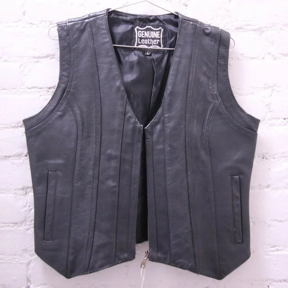 Genuine Leather Biker Vest - Picture 1 of 4